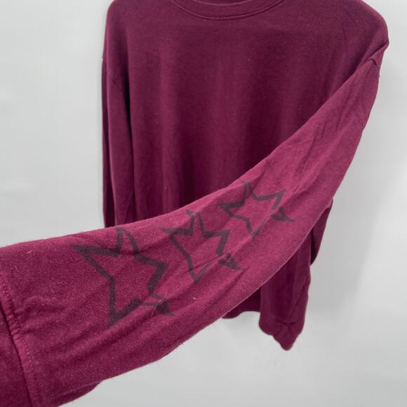 SUNDRY Evereve Varsity Star  Pullover Crewneck Sweatshirt in Burgundy // M - Picture 5 of 9